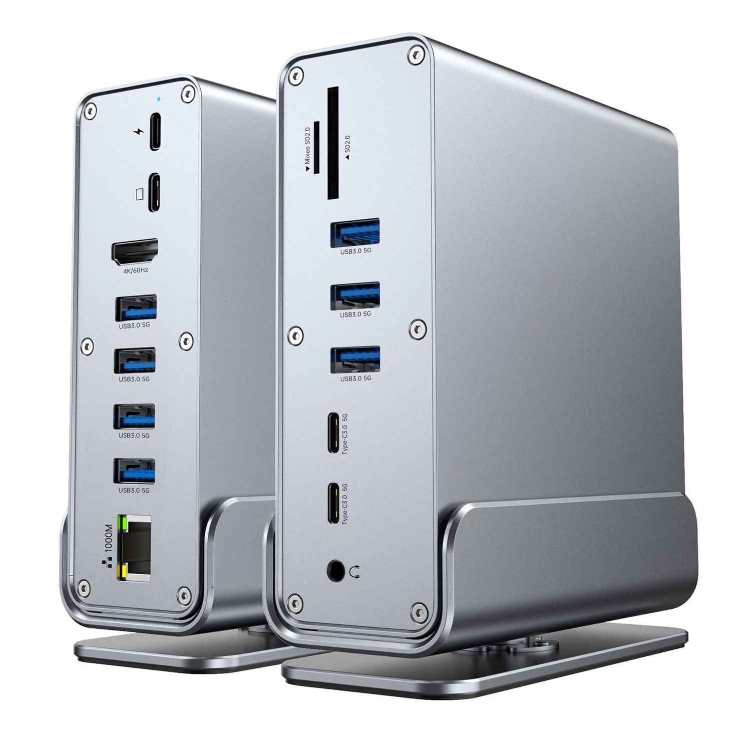 15-in-1 USB-C Dock | 4K@60Hz Display, Gigabit LAN, 100W PD, USB3.2, SD/TF & Audio | Augearix