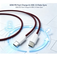 Apple-Peripherals-VRORKV-60W-USB-C-to-USB-C-Braided-Charging-Cable-1-2M-PD-Fast-Charge-Compatible-with-iPhone-15-16-17-Android-Phones-Laptops-Burgundy-5