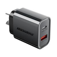 RockRose 20W Infinito G20 Dual Port Fast Charger Adapter - Black (RRTC55)