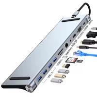 All-in-One 11 in 1 Docking Hub: 4K Dual Screen 100W Fast Charge for Laptop or Phone