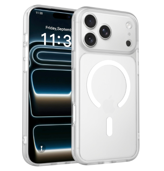 VRORKV MagSafe Compatible iPhone 18 Pro Max Case, 2-in-1 Shockproof Cover, TPU Bumper & Semi-Transparent Matte Anti-Fingerprint PC Back-Frosted Clear
