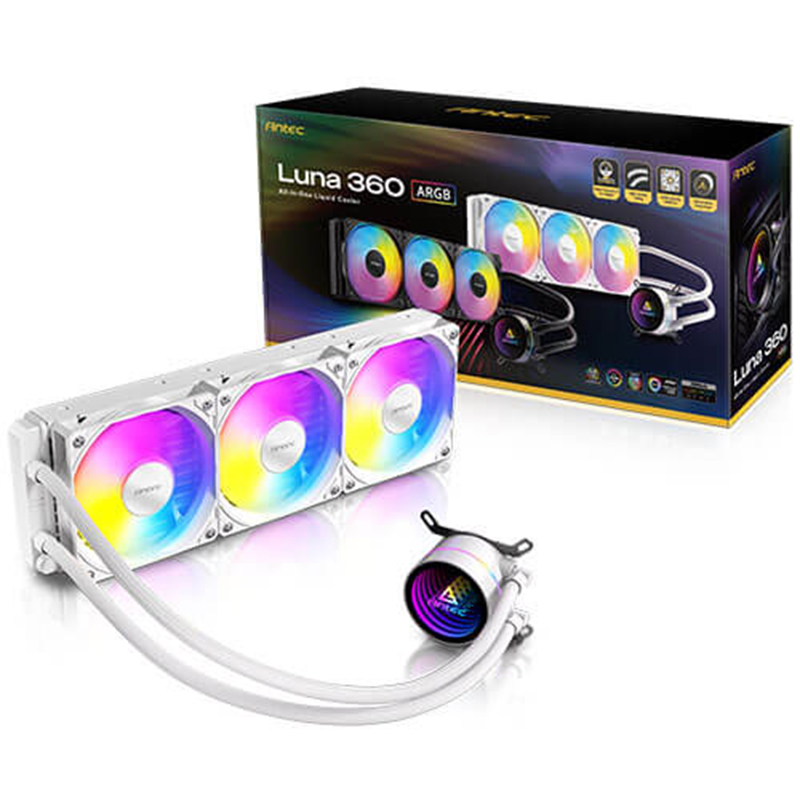 Antec Luna 360mm ARGB AIO Liquid CPU Cooler - White (Luna 360 ARGB White)