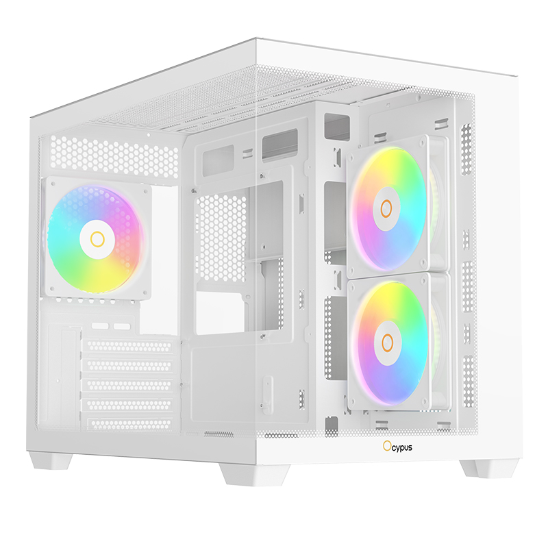 Ocypus Gamma C54 ARGB Mini Tower mATX Case - White (Gamma-C54-WHD300XX-GL)