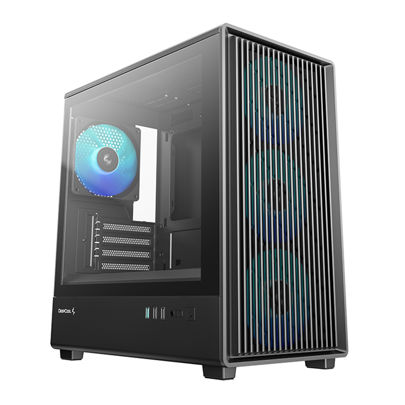 DeepCool CC350 4F Mid Tower mATX Case with 4 Pre-Installed Fans - Black (R-CC350BKANA4-G)
