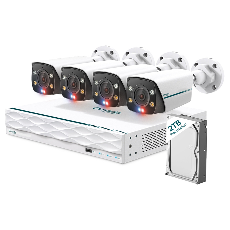 TP-Link Omada 8MP Bullet PoE Security Camera System with 2TB HDD 4-Camera with 16 Channel NVR (OMADA-B8S4-2T)