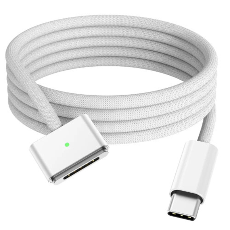 Generic Nylon Braided USB C to Magsafe 3 140w White Cable - 2m (CB-TC-Magsafe3-2m)