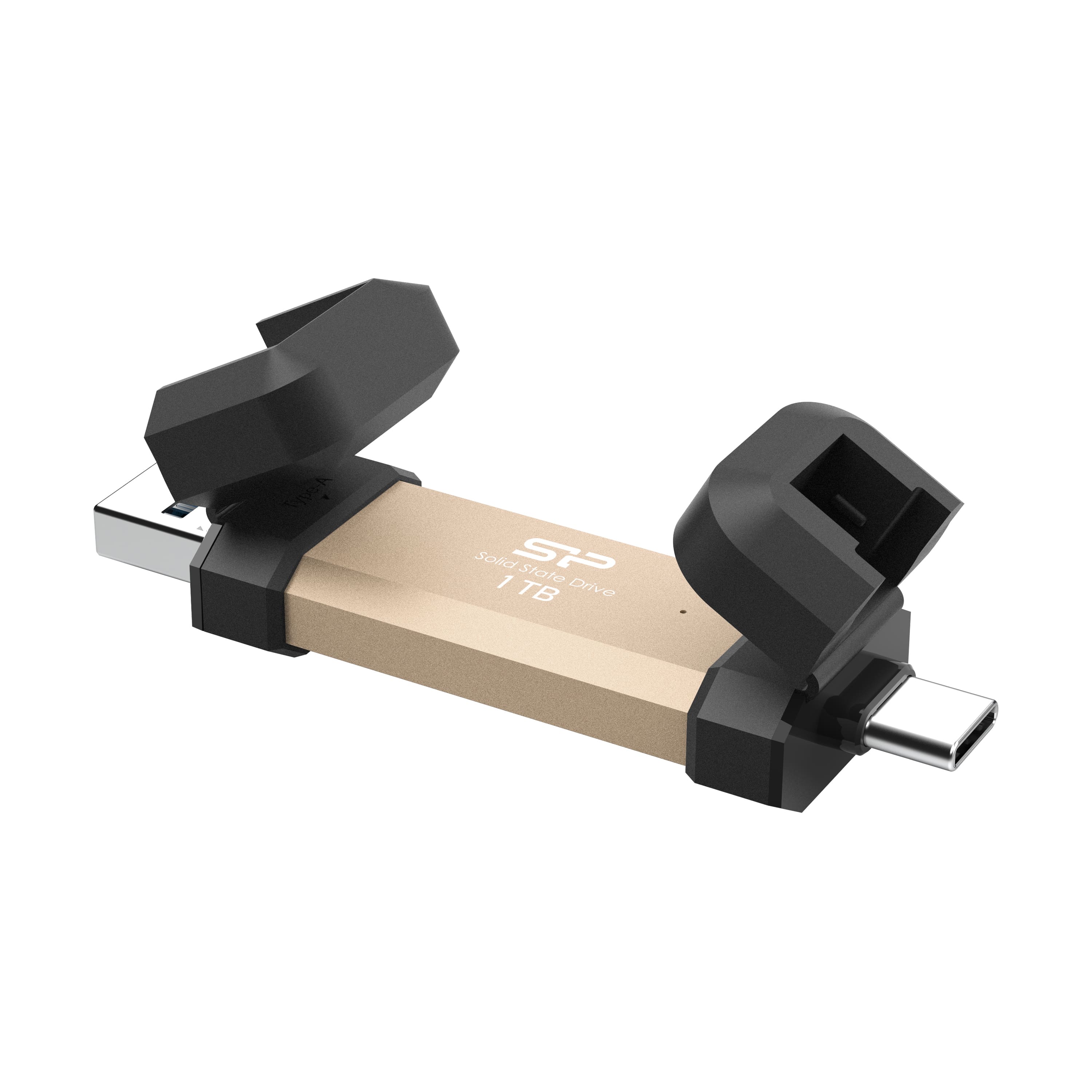 Silicon Power SP Silicon Power DS72 Portable SSD - USB 3.2 Gen 2 Dual USB-C & USB-A - 1050MB/s, Gold - SP001TBUC3S72V1G