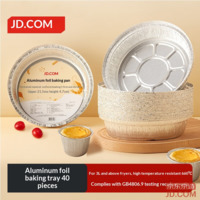 JD Air Fryer Oven Special Large Foil Tray BBQ Camping Aluminum Foil Tray Dia 21.5cm [40 pcs]