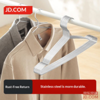 JD Space Series Solid Stainless Steel Hanger, No Trace, Clothes Hanger Thickened for Adults, 10 pcs