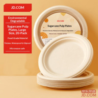 JD Disposable Plates Bowls Tableware Large Food-grade BBQ Camping Paper Plates 9 Inches [20 pcs]
