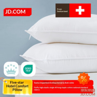 JD A-Class 5-Star Hotel Pillow Swiss Antibacterial 60-Count Cotton Sateen Fabric Pillow 48*74cm Single