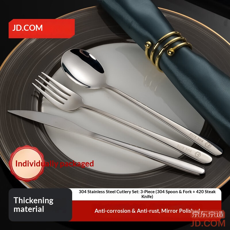 JD Spoons Knives Forks Stainless Steel Western Cutlery Set 【Durable Anti-Oxidation】 3-piece Set