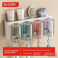 JD Air Series Toothbrush Holder Bathroom No-Drill Wall-Mount Mouthwash Cup Set of Four