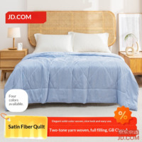 JD Satin Colorful Summer Quilt Air Conditioner Blanket A-Class Fiber Quilt 1.5x2m Sky Blue