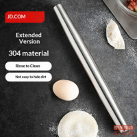 JD 304 stainless steel rolling pin, won't crack or mold, dough roller (32.5cm)