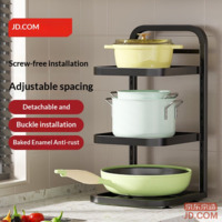 JD Kitchen Rack Multifunction Pot Rack Corner Organizer Sink Storage Adjustable 3-Tier