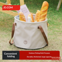 JD Collapsible Bucket for Outdoor Travel Camping Fishing, Portable Multi-purpose Water Basin, 10L