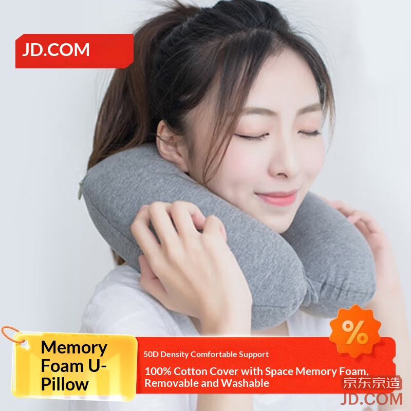 JD Multifunctional Memory Foam U-shaped Pillow, Aviation Memory Foam Travel Neck Pillow for Plane and Nap