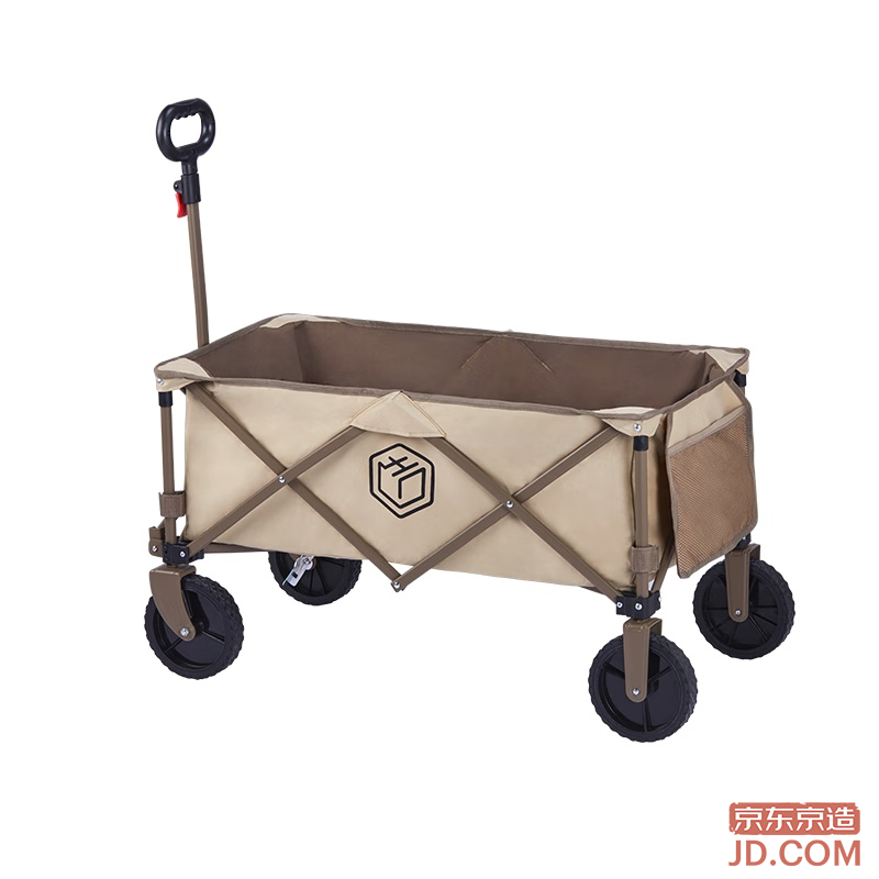 JD Collapsible Outdoor Camping Trolley, Folding Cart for Picnic & Stall, Dual Brake, 240kg Capacity, Dubai Sand