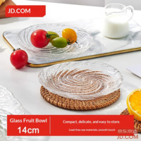 JD Fruit Plate, High-end Glass Tray for Dried Fruits & Snacks, 14cm, Set of 2