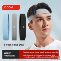 JD Sport Headbands for Men & Women, Sweat-Absorbing 3 Pack, Running & Basketball, Wide Fitness Headbands