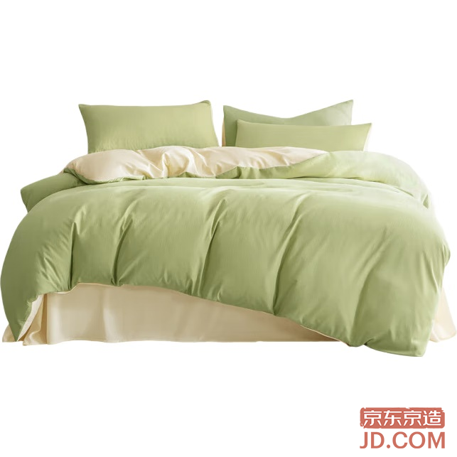 JD Refreshing Bamboo Fiber Set A-class Duvet Cover Set for 1.5m Bed in Bamboo Green