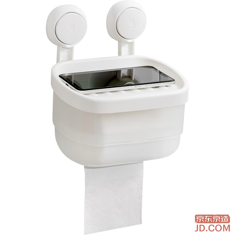 JD Space Suction Cup Hook No-Drill Bathroom Tissue Holder Shelf Waterproof Toilet Paper Rack