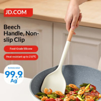 JD Spatula Cooking Utensil for Home Use with Food-Grade Antibacterial Silicone and Beechwood Handle