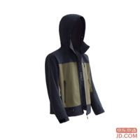 JD Pangolin 700 Autumn/Winter High-Tear-Resistant Hardshell Jacket, Waterproof Liner Coat, Unisex, Black/Green XL