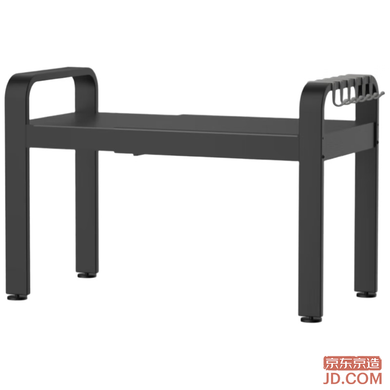 JD Microwave Oven Rack, Expandable Countertop Storage for Ovens, Kitchens, Cooking Appliances [Double Layer Black]