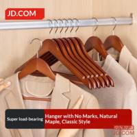 JD Wood Talk Solid Wood Hanger, Wooden Non-slip Coat Hanger, Wooden Suit Jacket Hanger, Set of 10