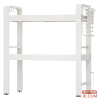 JD Microwave Oven Rack Expandable with Cutting Board Storage, Kitchen Cooking Utensils [Three-Tier White]