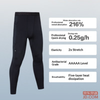 JD compression tights for men, professional basketball/running high-stretch dry-fit base layer gym pants, black XXXL