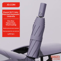 JD Purple Su7 Matching Color Automatic Folding Umbrella, Portable Sunshade 23 inches 105cm