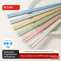 JD Chopsticks Household Alloy Morandi Color Dining Chopsticks [Antibacterial High Heat Resistant] Set of 6 Pairs