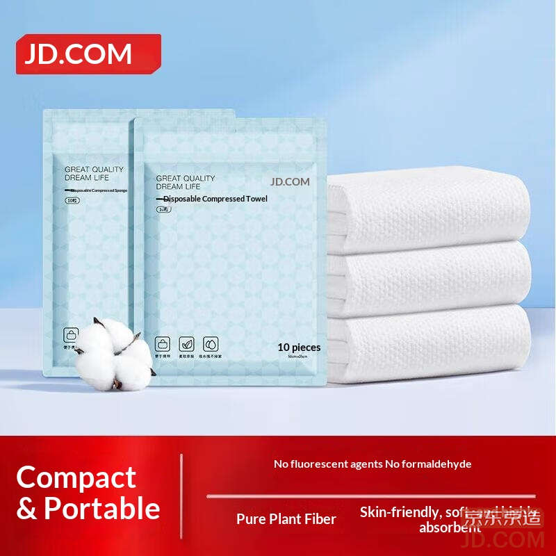 JD Disposable Compressed Towels, Portable Travel Facials & Hotel Supplies, 10-Pack