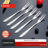 JD Fork Fruit Fork Steak Western Cutlery Set Stainless Steel [Extended Fork Head] 5 Pieces