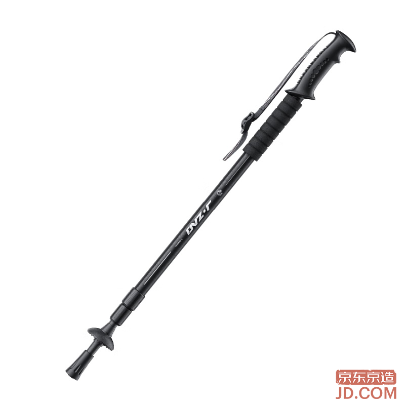 JD Peak Straight Handle 6 Series Aluminum Alloy Trekking Pole Cane, 3-Section Telescopic, Outdoor Hiking Ultra-Light Stick Black