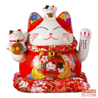 JD Fortune Cat Figurine Electric Waving Lucky Cat for Opening, Housewarming Gift, Office Cashier Decor