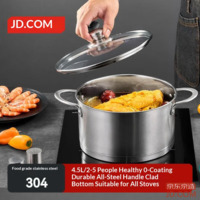 JD 304 Stainless Steel Soup Pot, Multi-layer Thickened Deep European Soup Pot for Home Cooking, 22CM
