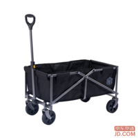 JD Outdoor Camping Cart Foldable Storage Wagon Small Pushcart Trailer Picnic Stall Travel Gear Graphite Black
