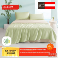 JD Imported Lenzing Tencel 4Pc Set 60s Lyocell A Class Sheets for 1.8m Bed, Sprout Green