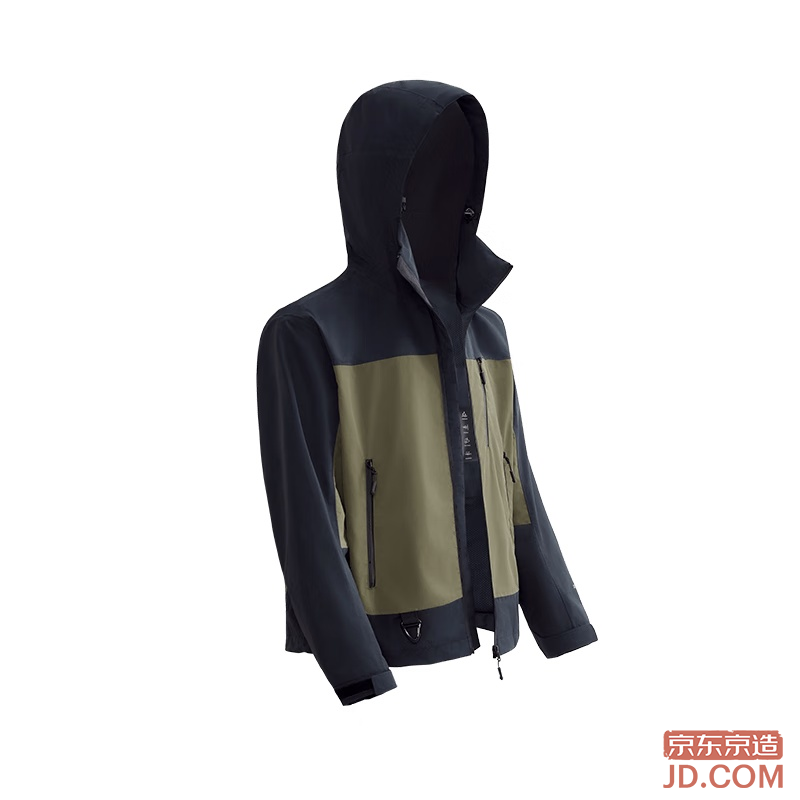 JD Pangolin 700 Fall/Winter Ultra-Tear-Resistant Hardshell Jacket Waterproof Outerwear Unisex Black/Green M