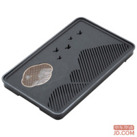 JD Tea Tray with Drainage, Faux Black Goldstone, Home & Living Room Decor, Medium