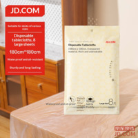JD Disposable Tablecloth, Large Thick Rectangular BBQ Camping Transparent Cover 180×180cm [8 pcs]