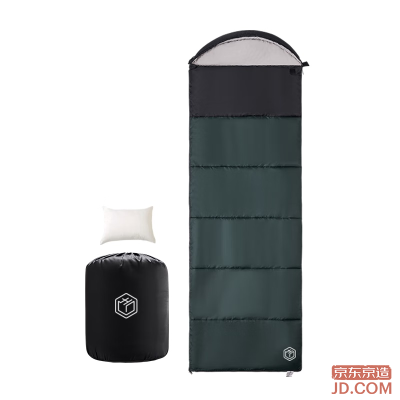 JD Envelope Sleeping Bag Outdoor Camping Anti-moisture Soft Close-fitting Thermal Thick Warm Winter Army Green 2.3kg
