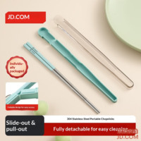JD Chopsticks Student 304 Stainless Steel Office Dorm Portable Cutlery Set [Baking Finish]