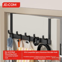 JD Space Aluminum Door Hook No-Drill Door Hanger Clothes Rack Bedroom Organizer