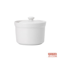 JD Stew Pot Ceramic Bowl for Steamed Egg, Bird's Nest, Baby Food with Lid and Spoon Pure White 260ml