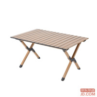JD Outdoor Folding Table Carbon Steel Roll Table Picnic Camping Gear Portable Large 90cm Wood Grain